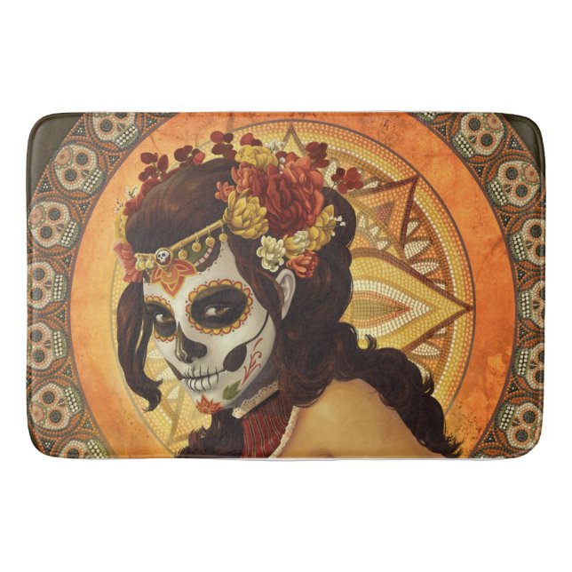 Dia De Los Muertos Throw Pillow Bath Mat (Front)