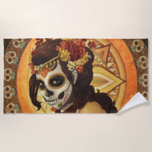 Dia De Los Muertos Throw Pillow Beach Towel