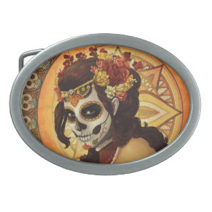 Dia De Los Muertos Throw Pillow Belt Buckle