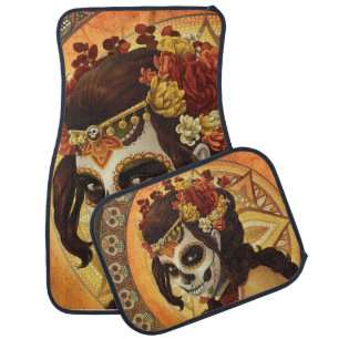 Dia De Los Muertos Throw Pillow Car Floor Mat
