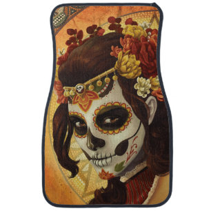 Dia De Los Muertos Throw Pillow Car Floor Mat