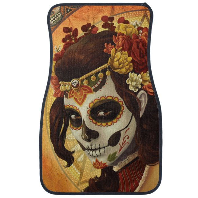 Dia De Los Muertos Throw Pillow Car Floor Mat (Front)