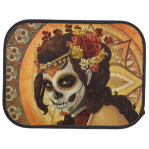 Dia De Los Muertos Throw Pillow Car Floor Mat