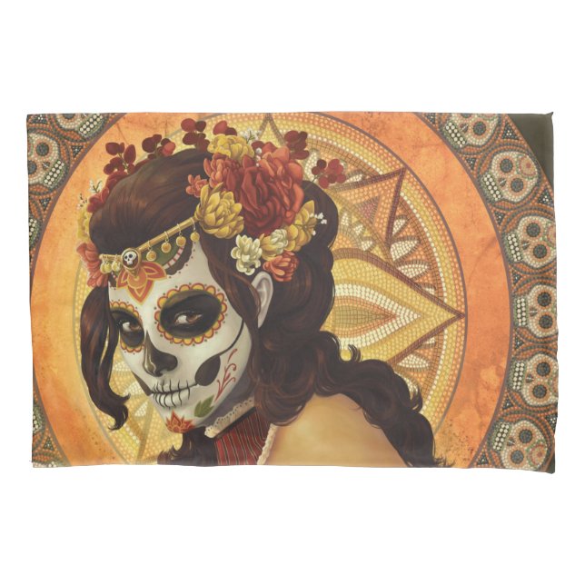 Dia De Los Muertos Throw Pillow Case (Front)