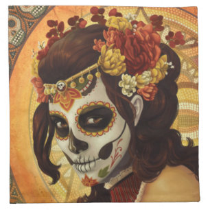 Dia De Los Muertos Throw Pillow Cloth Napkin