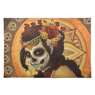 Dia De Los Muertos Throw Pillow Cloth Placemat