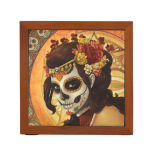 Dia De Los Muertos Throw Pillow Desk Organizer