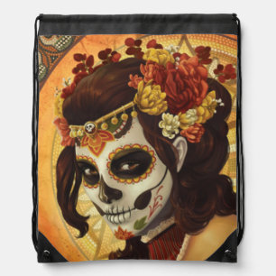 Dia De Los Muertos Throw Pillow Drawstring Bag