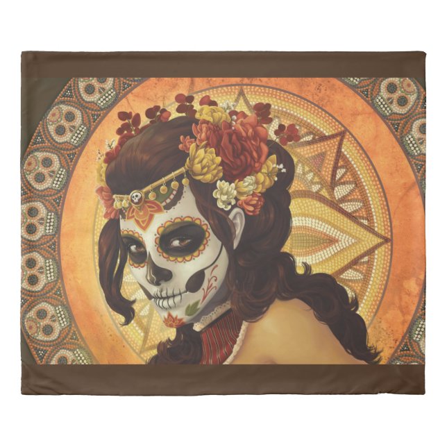 Dia De Los Muertos Throw Pillow Duvet Cover (Front)