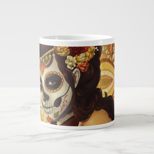 Dia De Los Muertos Throw Pillow Giant Coffee Mug (Front)