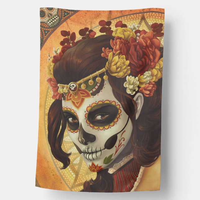 Dia De Los Muertos Throw Pillow House Flag (Front)