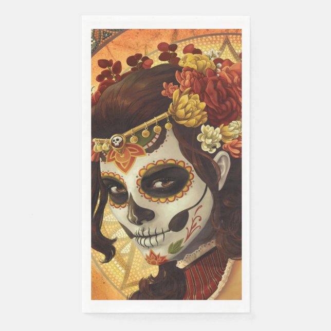 Dia De Los Muertos Throw Pillow Paper Guest Towels (Front)