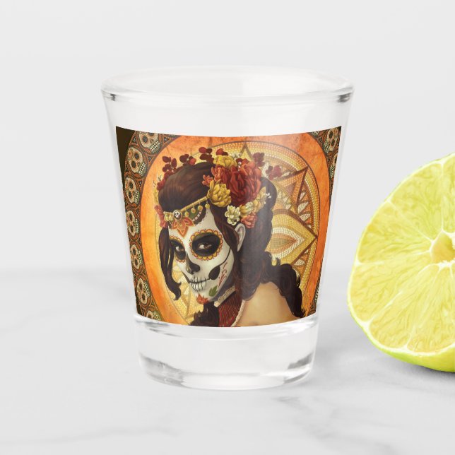 Dia De Los Muertos Throw Pillow Shot Glass (Front)