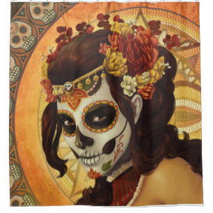 Dia De Los Muertos Throw Pillow Shower Curtain