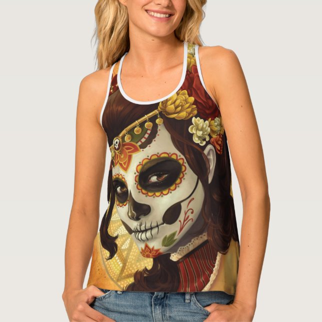 Dia De Los Muertos Throw Pillow Tank Top (Front)
