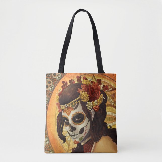 Dia De Los Muertos Throw Pillow Tote Bag (Front)