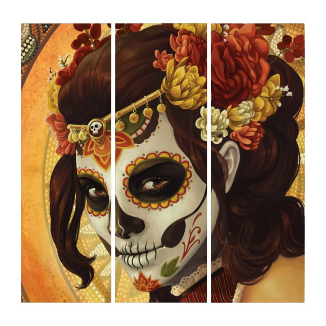 Dia De Los Muertos Throw Pillow Triptych (Front)