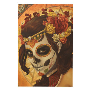 Dia De Los Muertos Throw Pillow Wood Wall Art