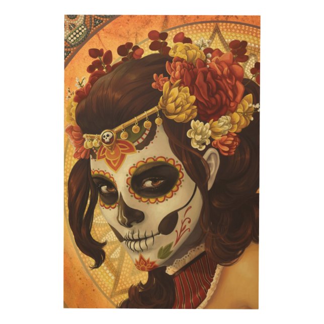 Dia De Los Muertos Throw Pillow Wood Wall Art (Front)