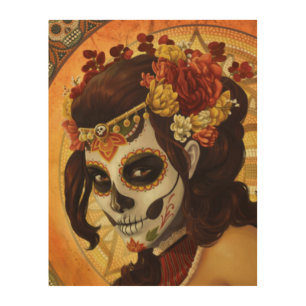Dia De Los Muertos Throw Pillow Wood Wall Art