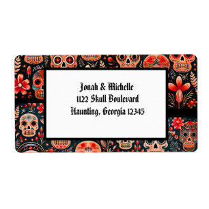 Día de los muertos Till Death Engagement Party Label