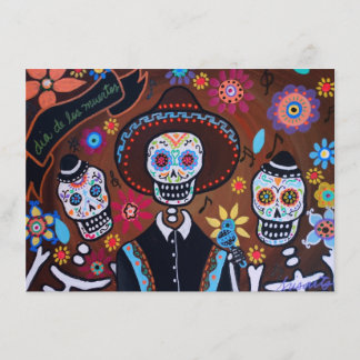 Dia de los Muertos Tres Amigos Mariachi Card