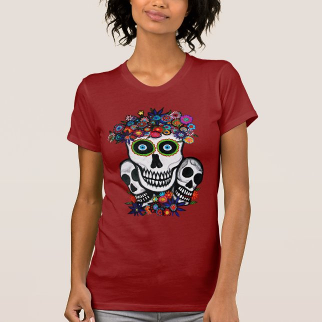 DIA DE LOS MUERTOS TRES CALAVERA T-Shirt (Front)