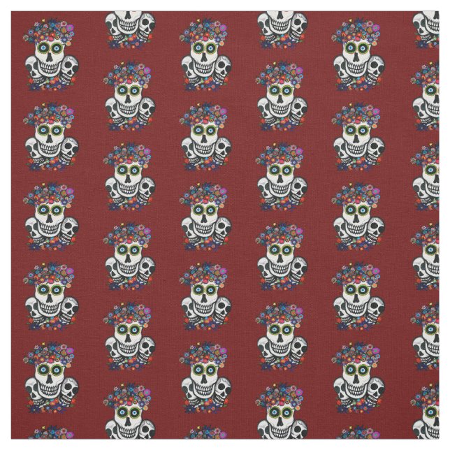 DIA DE LOS MUERTOS TRES CALAVERAS FABRIC (Swatch)