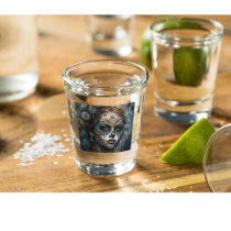 Dia de los Muertos turquoise painted face Shot Glass