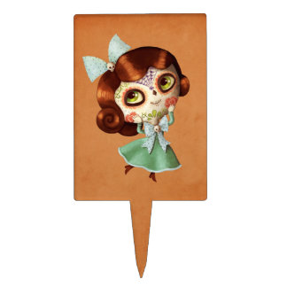 Dia de Los Muertos Vintage Doll Cake Topper