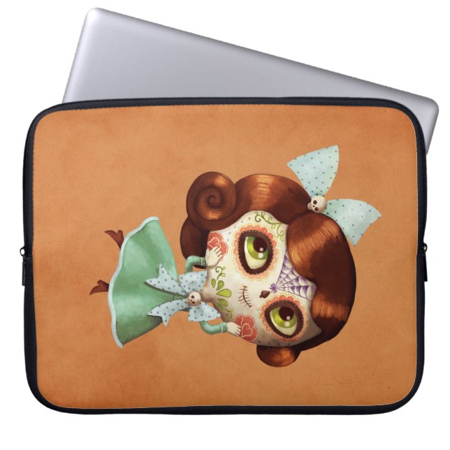 Dia de Los Muertos Vintage Doll Laptop Sleeve (Front)