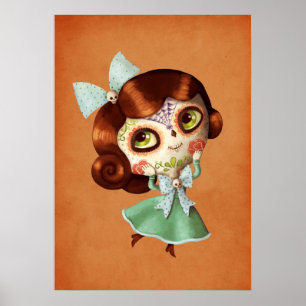Dia de Los Muertos Vintage Doll Poster