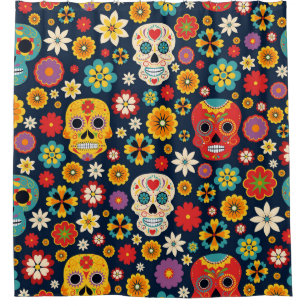 Dia de los Muertos Vintage Shower Curtain