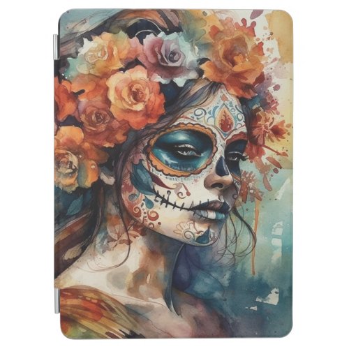 Dia de los Muertos watercolor painted face iPad Air Cover