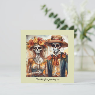 Dia de los Muertos Watercolor Skeleton Wedding Invitation