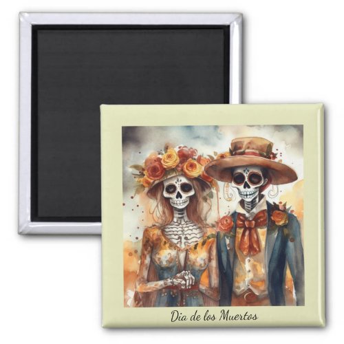 Dia de los Muertos watercolor wedding couple Magnet