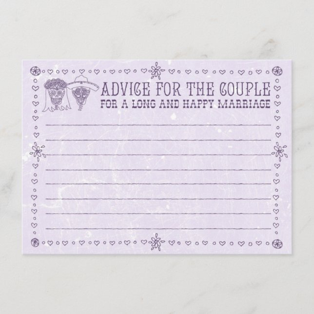 Dia de los Muertos Wedding Advice Cards (Front)