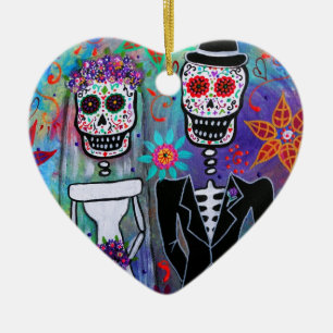 DIA DE LOS MUERTOS WEDDING CERAMIC ORNAMENT