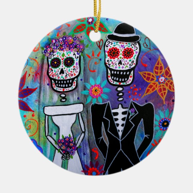 DIA DE LOS MUERTOS WEDDING CERAMIC ORNAMENT (Front)