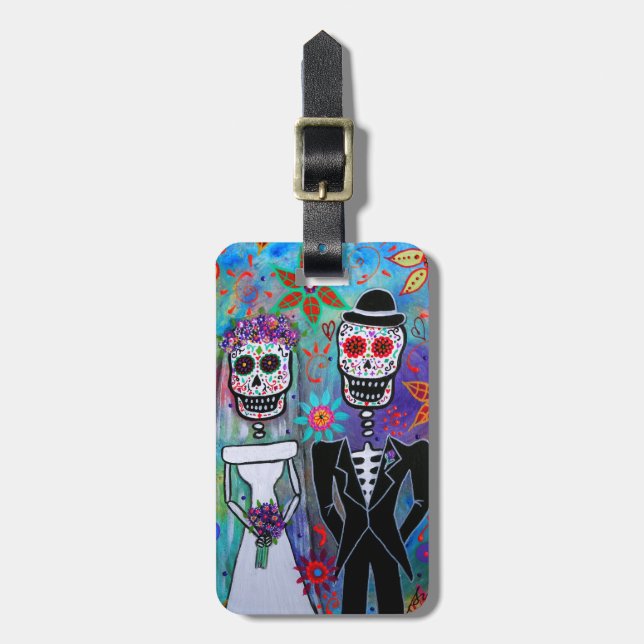 DIA DE LOS MUERTOS WEDDING LUGGAGE TAG (Front Vertical)