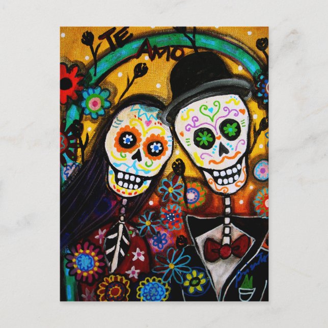 Dia de los Muertos Wedding Postcard (Front)