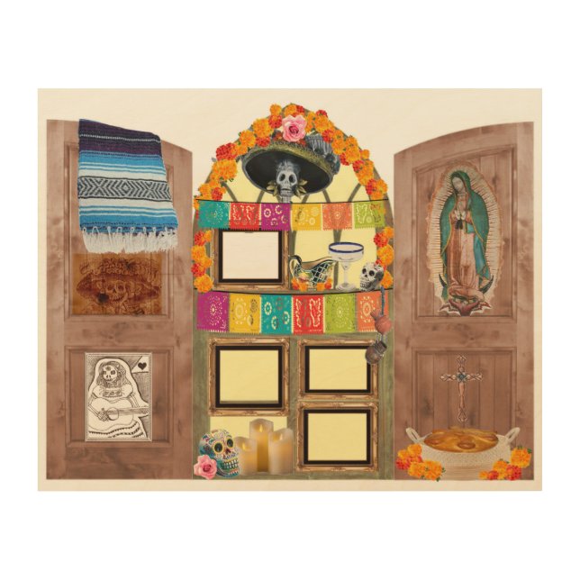 Dia de Los Muertos Wood Ofrenda Sign Display (Front)