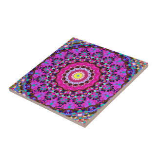 Dia de los Wild Colors Kaleidoscope Ceramic Tile
