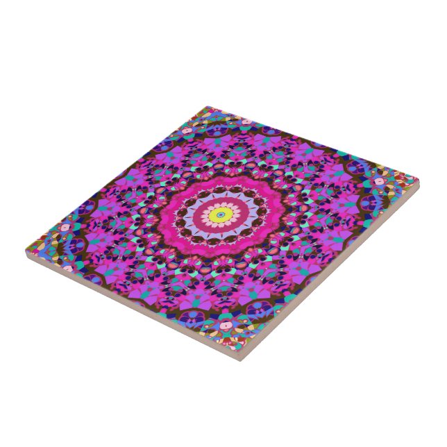 Dia de los Wild Colors Kaleidoscope Ceramic Tile (Side)