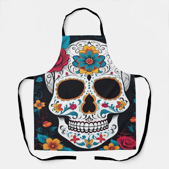 Día de Muertos Apron - Sugar Skull Design (Front)
