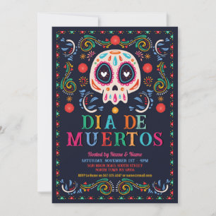 Dia De Muertos Birthday Party Fiesta Mexican Skull Invitation
