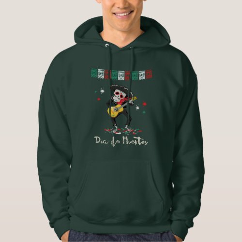 Dia de Muertos Day of the Dead Guitar Player Hoodie