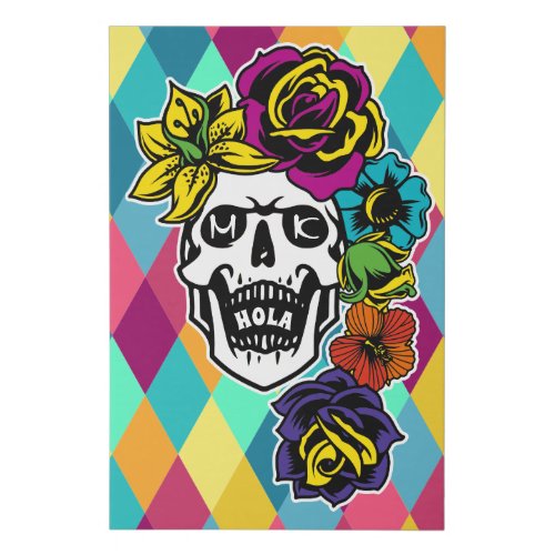 Dia de Muertos Day of the Dead Sugar Skull Custom Faux Canvas Print