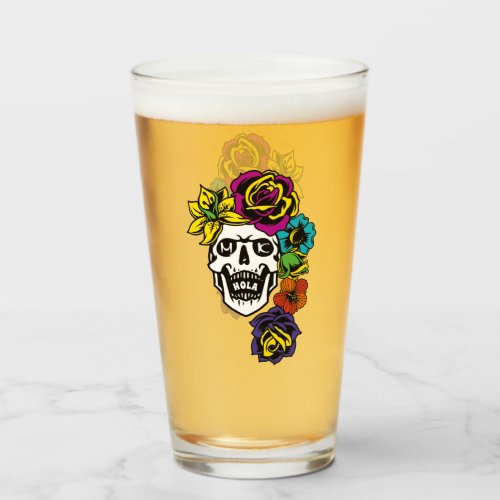 Dia de Muertos Day of the Dead Sugar Skull Custom Glass