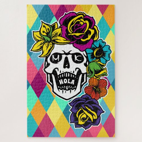 Dia de Muertos Day of the Dead Sugar Skull Custom Jigsaw Puzzle